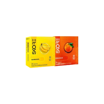 Picture of Skore Condom for Men Banana & Orange Flavor Condom 3pcs x 2 Pack with 1500+ Raised Dots | India