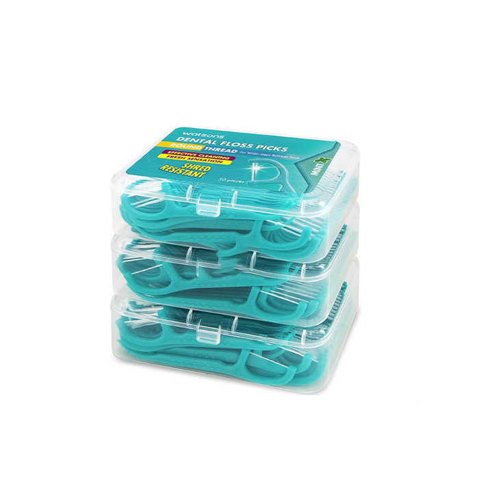 Picture of Watsons Round Thread Mint Dental Floss Picks - 3 Box Savings Combo - Total 150pcs Floss