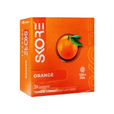 Picture of SKORE Not Out, Chocolate, Strawberry, Orange, Banana, Cherry Flavor, Dots, Shade, Cool Warm 1500+ Dots Condom for Men | Single 3pcs | India