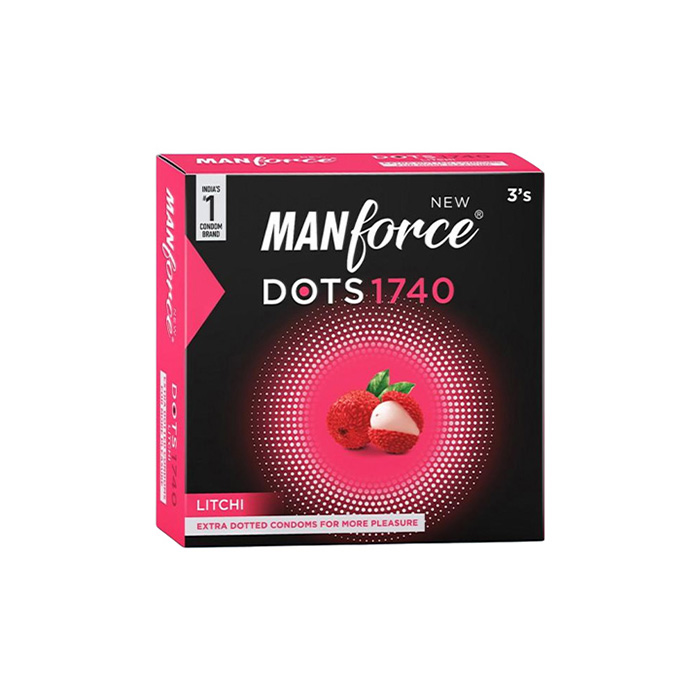 Picture of Manforce Condom - Manforce 1740 Dots Litchi Flavor Condom Single Pack - 3x1=3pcs Condom (Made in India)