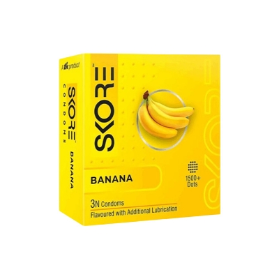 Picture of SKORE Not Out, Chocolate, Strawberry, Orange, Banana, Cherry Flavor, Dots, Shade, Cool Warm 1500+ Dots Condom for Men | Single 3pcs | India