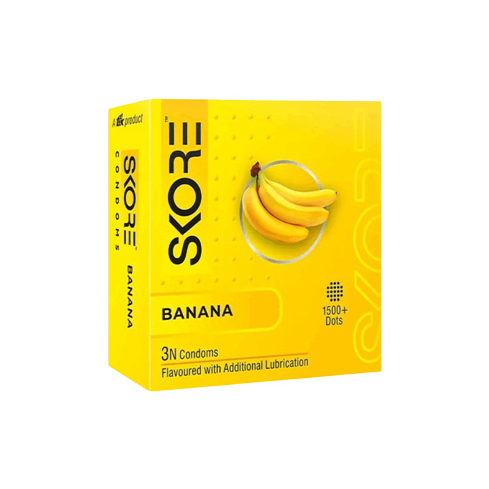 Picture of SKORE Not Out, Chocolate, Strawberry, Orange, Banana, Cherry Flavor, Dots, Shade, Cool Warm 1500+ Dots Condom for Men | Single 3pcs | India