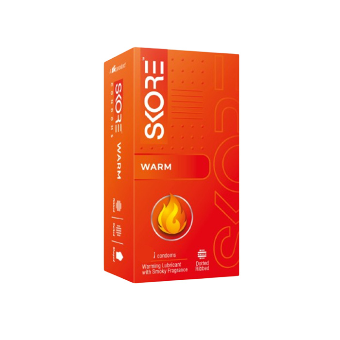 Picture of SKORE Not Out, Chocolate, Strawberry, Orange, Banana, Cherry Flavor, Dots, Shade, Cool Warm 1500+ Dots Condom for Men | Single 3pcs | India