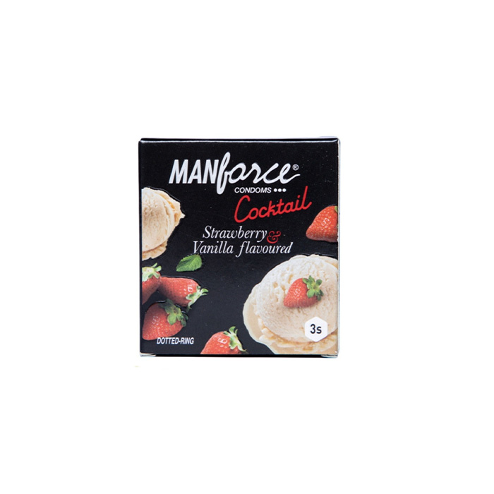 Picture of Manforce 3pcs Pack Chocolate/ 1500 Litchi/ Coctail Strawberry/ Stamina Orange, Pineapple/ Strawberry/ Black Grapes/ Game/ Premium Flavor Super Condoms Single Pack - Select Variants & Order