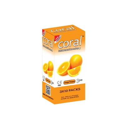 Picture of Coral Orange Natural Latex Condom for Men | Full Box 30pcs Condom | Malaysia