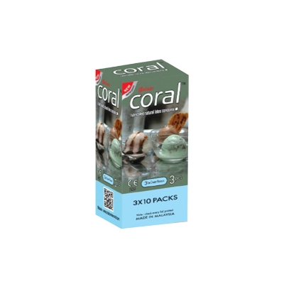Picture of Coral 3 Ice Cream Flavors Lubricated Natural Latex Condom | Full Box 10x3=30pcs | Malaysia