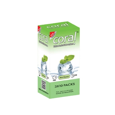 Picture of Coral Mint-Flavored Latex Condoms For Men Full Box