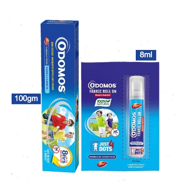Picture of Odomos Cream & Fabric Roll-On Combo - Odomos Blue 100g Cream & Odomos Mosquito Repellent Fabric Roll-On 8ml
