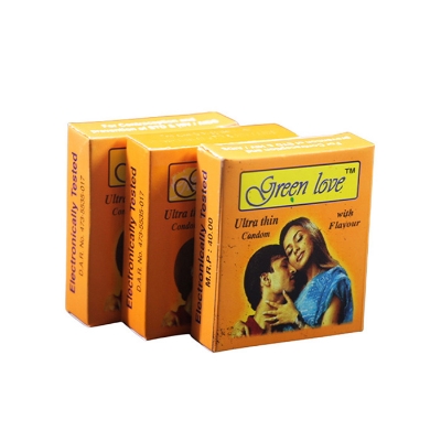 Picture of Green Love Ultra Thin Condom with Flavor - Combo Pack - 3 Pack - 3x3=9pcs Condom