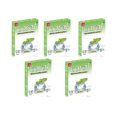 Picture of Coral Mint Flavors Lubricated Natural Latex Condom Half Box - 3x5=15pcs (Made in Malaysia)