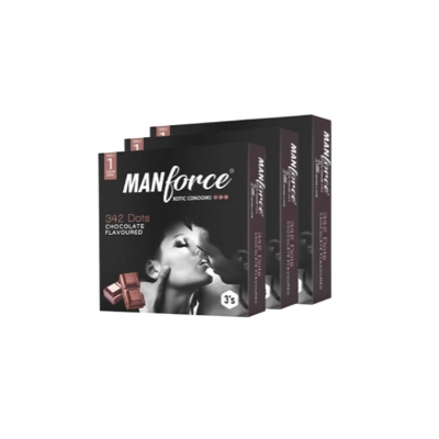 Picture of Manforce Xotic Condom 342 Dots Chocolate Flavour Condoms - Combo Pack - 3x3=9pcs