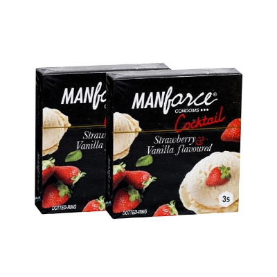 Picture of Manforce - Cocktail Condoms with Dotted-Rings Strawberry & Vanilla Flavored - Combo Pack - 2 Pack - 3x2=6pcs - Condom