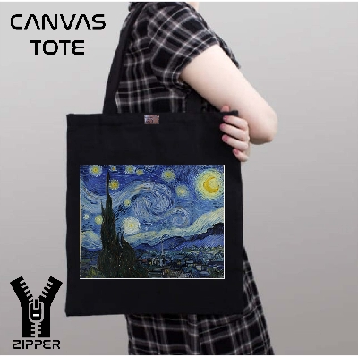 Picture of Canvas Tote Bag/Fashionable Top Handle Bag Black Color with Zipper for girls For University/College/Trenndy Fashionable Women