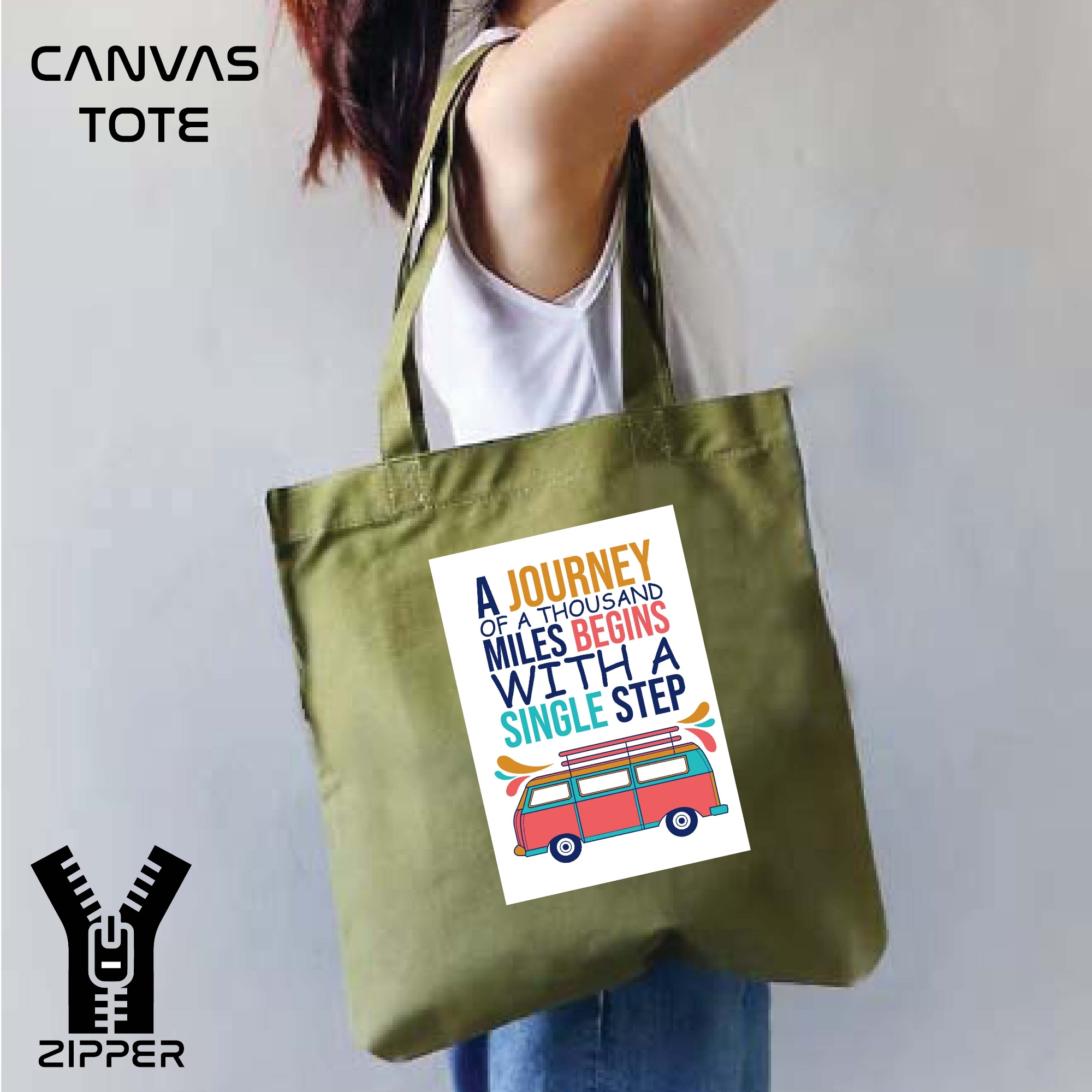 Picture of Canvas Tote Bag/Fashionable Top Handle Bag with Zipper for girls For University/College/Trenndy Fashionable Women