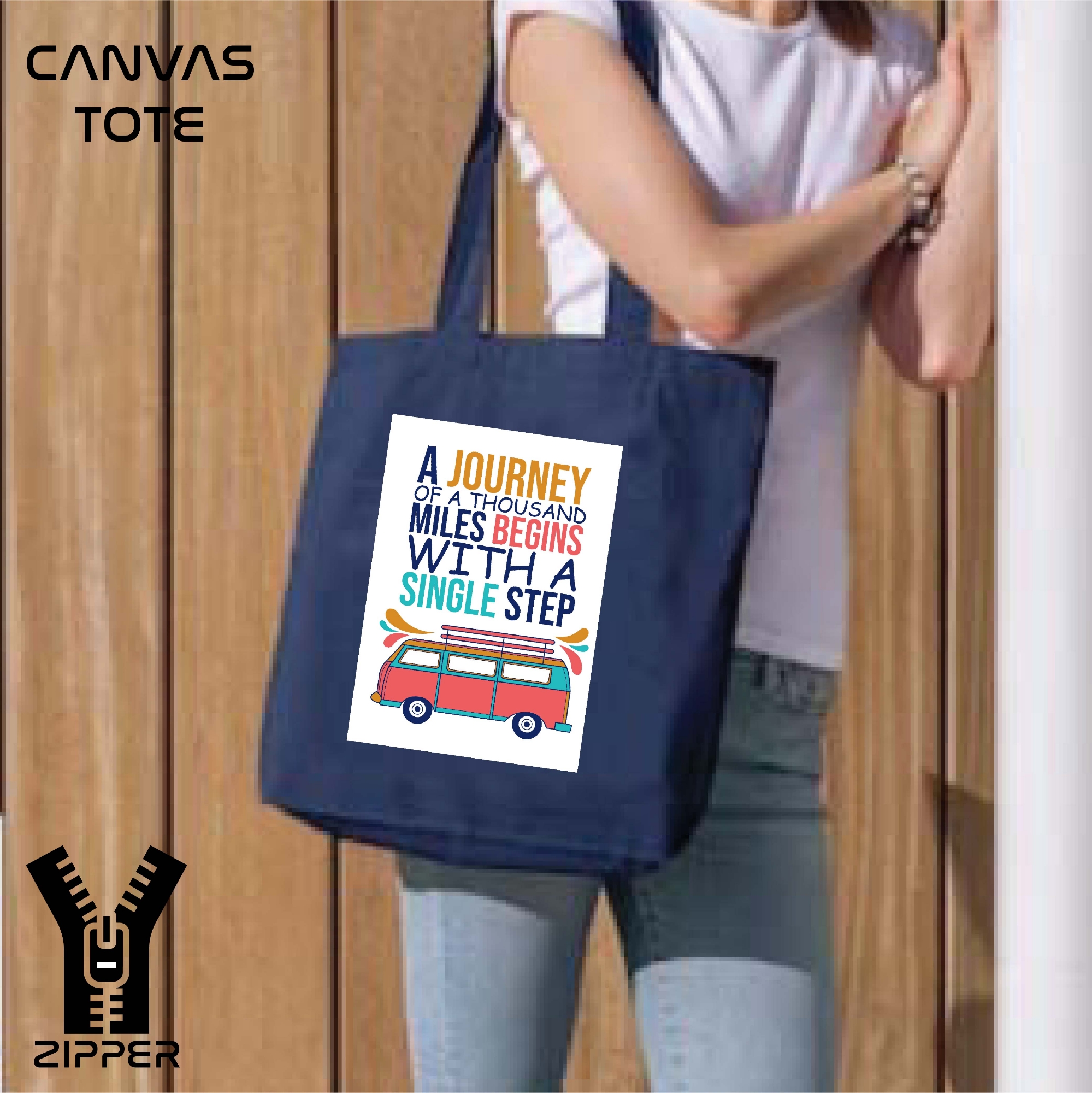 Picture of Canvas Tote Bag/Fashionable Top Handle Bag with Zipper for girls For University/College/Trenndy Fashionable Women