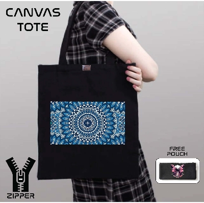 Picture of Canvas Tote Bag/Fashionable Top Handle Bag Black Color with Zipper for girls For University/College/Trenndy Fashionable Women
