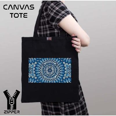 Picture of Canvas Tote Bag/Fashionable Top Handle Bag Black Color with Zipper for girls For University/College/Trenndy Fashionable Women