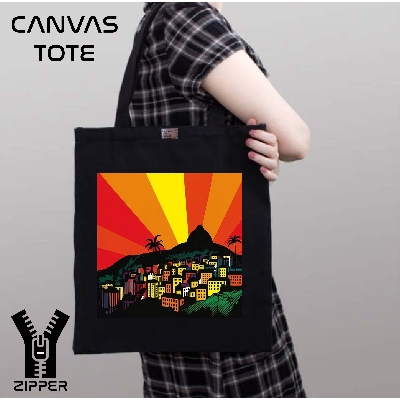 Picture of Canvas Tote Bag/Fashionable Top Handle Bag Black Color with Zipper for girls For University/College/Trenndy Fashionable Women