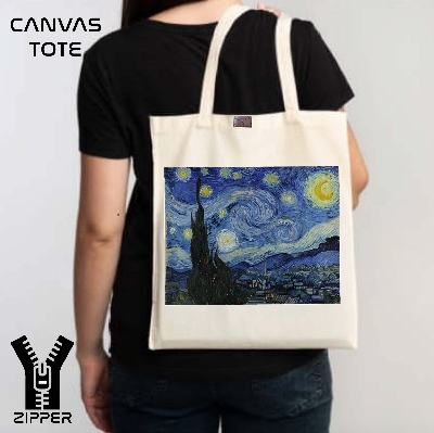 Picture of Canvas Tote Bag/Fashionable Top Handle Bag Off White Color with Zipper for girls For University/College/Trenndy Fashionable Women