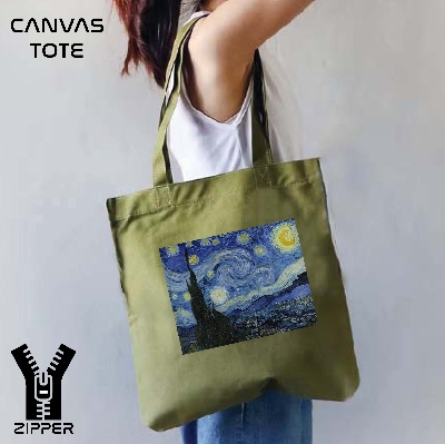 Picture of Canvas Tote Bag/Fashionable Top Handle Bag Olive Green Color with Zipper for girls For University/College/Trenndy Fashionable Women