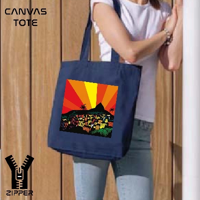 Picture of Canvas Tote Bag/Fashionable Top Handle Bag Blue Color with Zipper for girls For University/College/Trenndy Fashionable Women