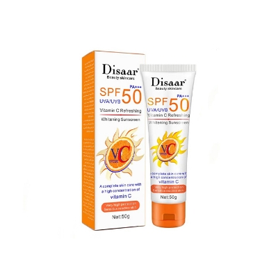 Picture of Sunscreen & Aftersun Cream - Disaar Vitamin C Sunscreen SPF50 PA+++ 50gm Oil Free Sunscreen Instant High Protection Sunblock Cream