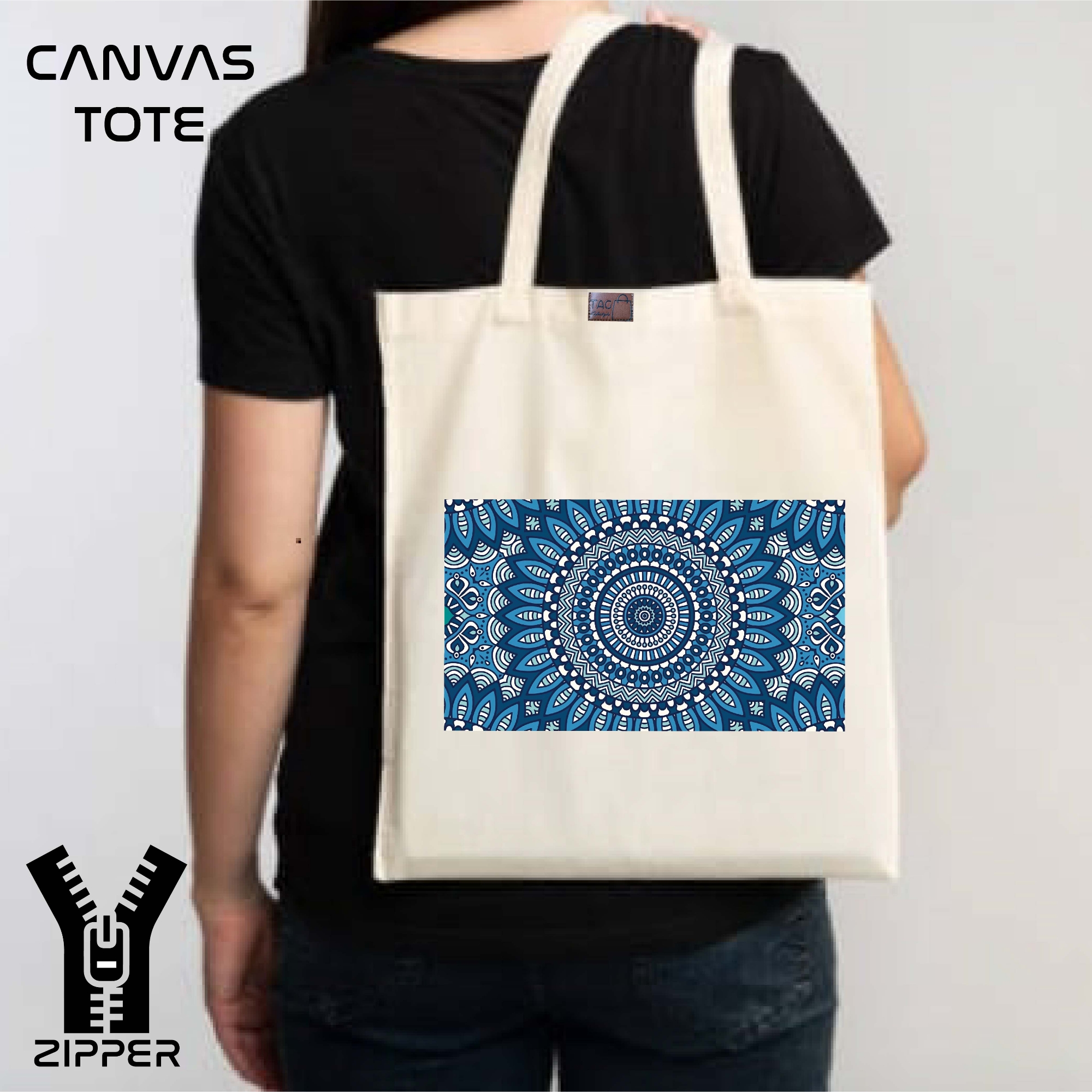 Picture of Canvas Tote Bag/Fashionable Top Handle Bag with  Free Pouch  and Zipper for girls For University/College/Trendy Fashionable Women (2in1)