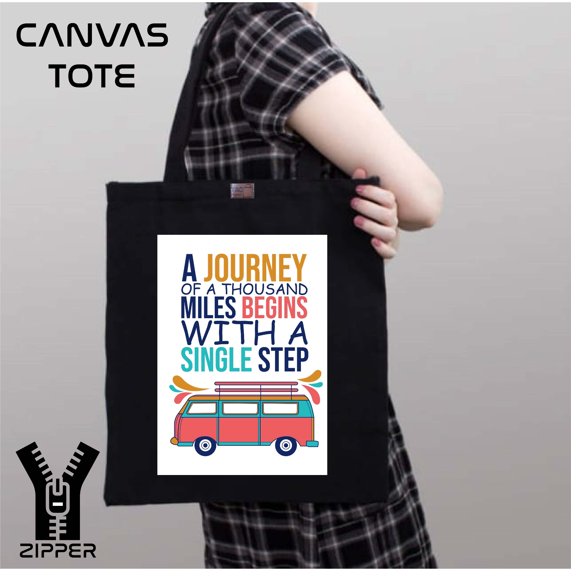 Picture of Canvas Tote Bag/Fashionable Top Handle Bag with  Free Pouch  and Zipper for girls For University/College/Trendy Fashionable Women (2in1)
