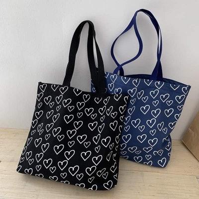 Picture of TAG Lifestyle Canvas Tote Bag/Fashionable Top Handle Bag Black Color with Zipper for girls For University/College/Trendy Fashionable Women