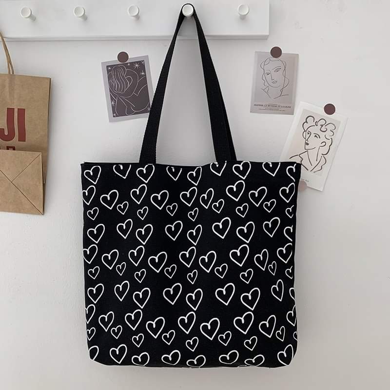 Picture of TAG Lifestyle Canvas Tote Bag/Fashionable Top Handle Bag Black Color with Zipper for girls For University/College/Trendy Fashionable Women
