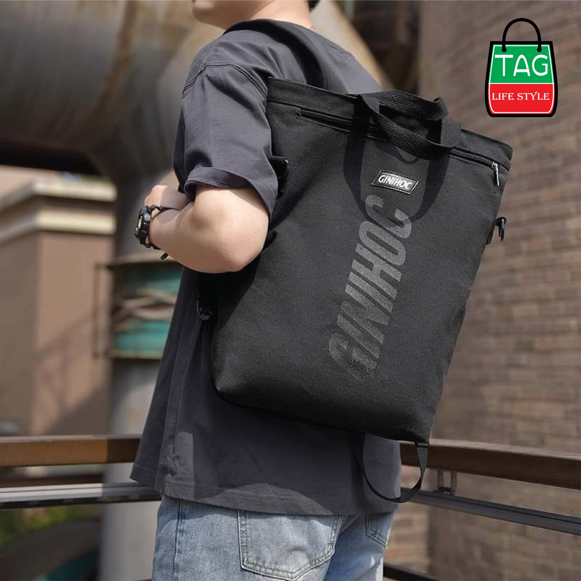 Picture of TAG Lifestyle Classic 3 in 1 Laptop Backpack Grey Color for Men/Women Canvas Crossbody bag Convertible Backpack Messenger Shoulder Bag Business Briefcase Travel Handbag for Men and Women