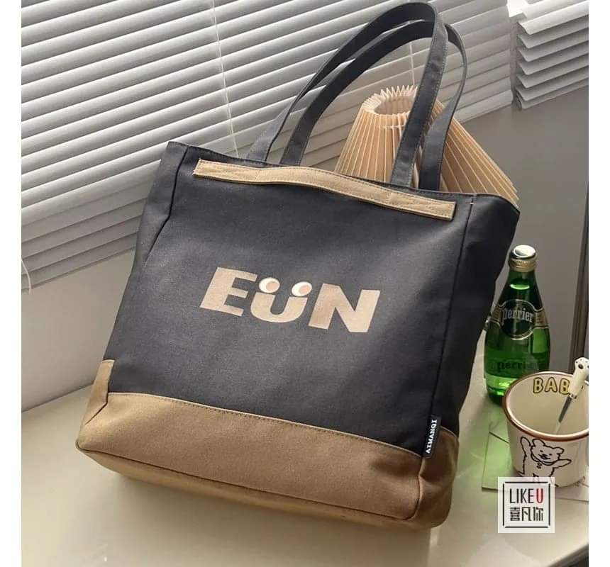 Picture of TAG Lifestyle Canvas Tote Bag/Fashionable Top Handle Bag Black Color with Zipper for girls For University/College/Trendy Fashionable Women