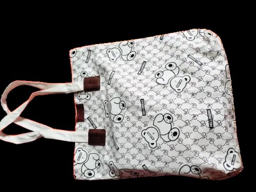 Picture of TAG Lifestyle Canvas Tote Bag/Fashionable Top Handle Bag Off White Color with Zipper for girls For University/College/Trendy Fashionable Women