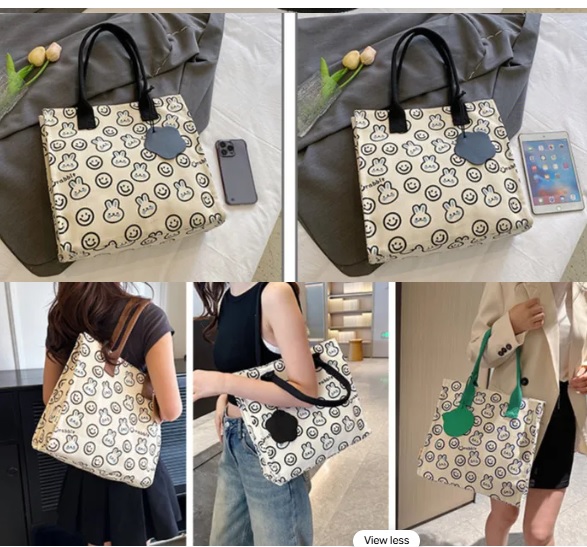 Picture of TAG Lifestyle Canvas Tote Bag/Fashionable Top Handle Bag Off White Color with Zipper for girls For University/College/Trendy Fashionable Women