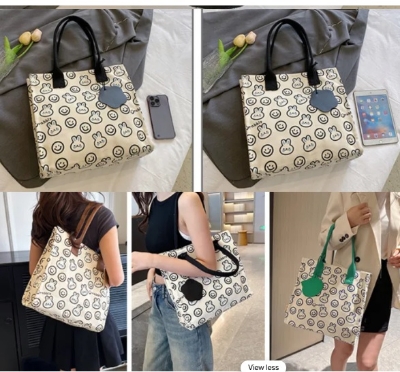 Picture of TAG Lifestyle Canvas Tote Bag/Fashionable Top Handle Bag Off White Color with Zipper for girls For University/College/Trendy Fashionable Women