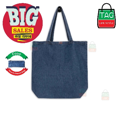 Picture of TAG Lifestyle Canvas Tote Bag/Fashionable Top Handle Bag Black Color with Free Pencil Bag with Zipper for girls For University/College/Trendy Fashionable Women (2in1 Combo Pack)