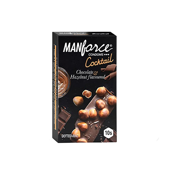 Picture of Manforce - Cocktail Condoms with Dotted-Rings Hazelnut & Chocolate Flavored- 10 Pieces