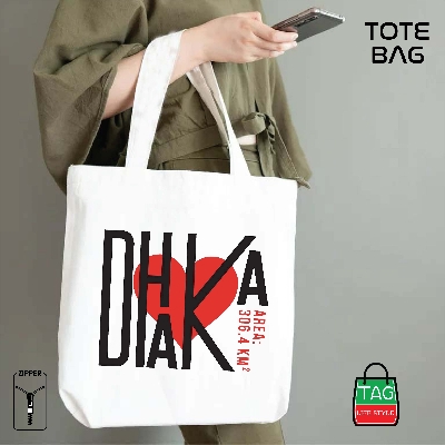 Picture of TAG Lifestyle Canvas Tote Bag/Fashionable Top Handle Off White Color With Zipper for girls For University/College/Trendy Fashionable Women