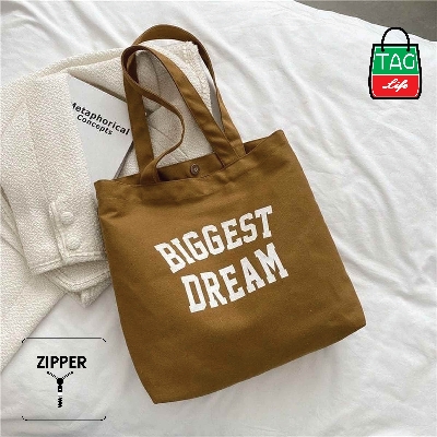 Picture of TAG Lifestyle Canvas Tote Bag/Exclusive BIGGEST DREAM Design Black Color for girls For University/College/Trendy Fashionable Women