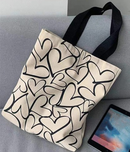 Picture of TAG Lifestyle Canvas Tote Bag/Exclusive BIG Love Design Off White Color for girls For University/College/Trendy Fashionable Women