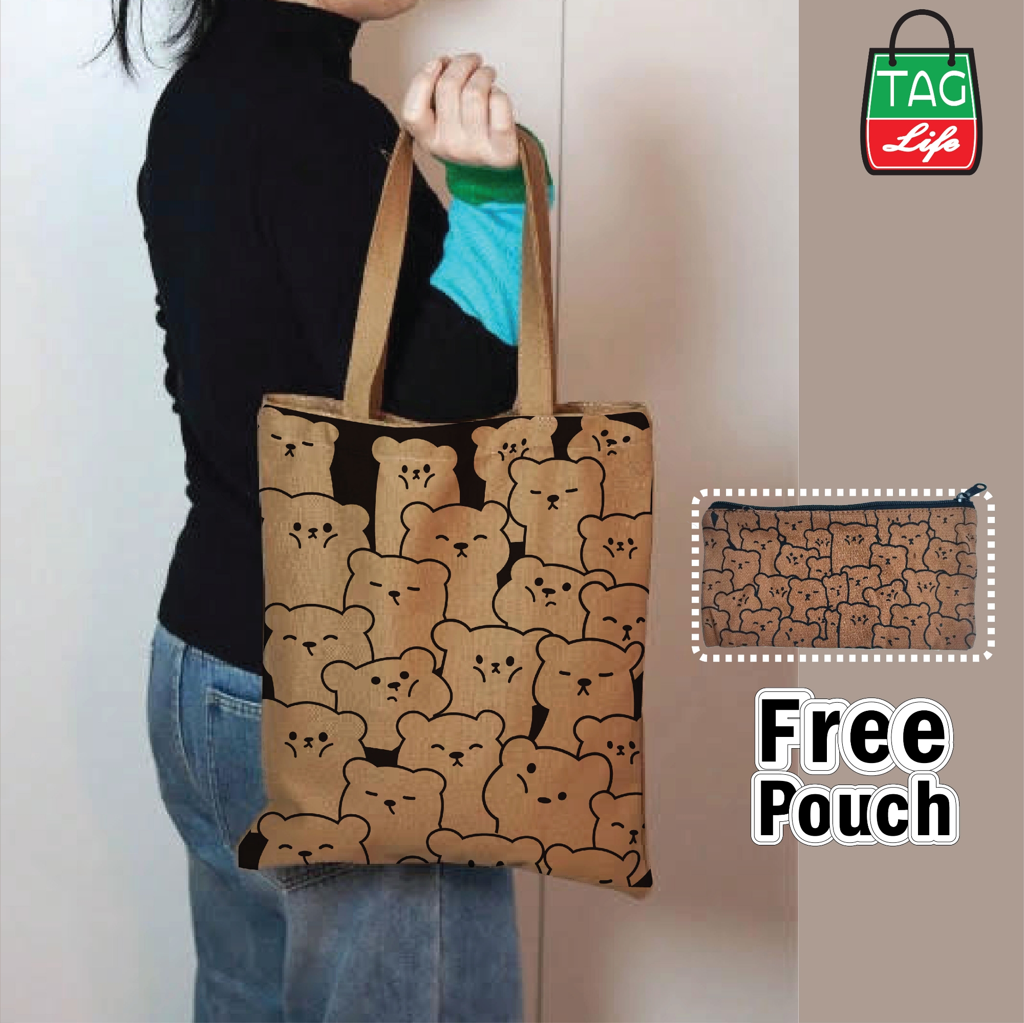 Picture of TAG Lifestyle Canvas Tote Bag, Stylish Canvas Bag, Hand and Shoulder Bag for University, College student -Trendy Fashionable Tote Bag for Women and Girls