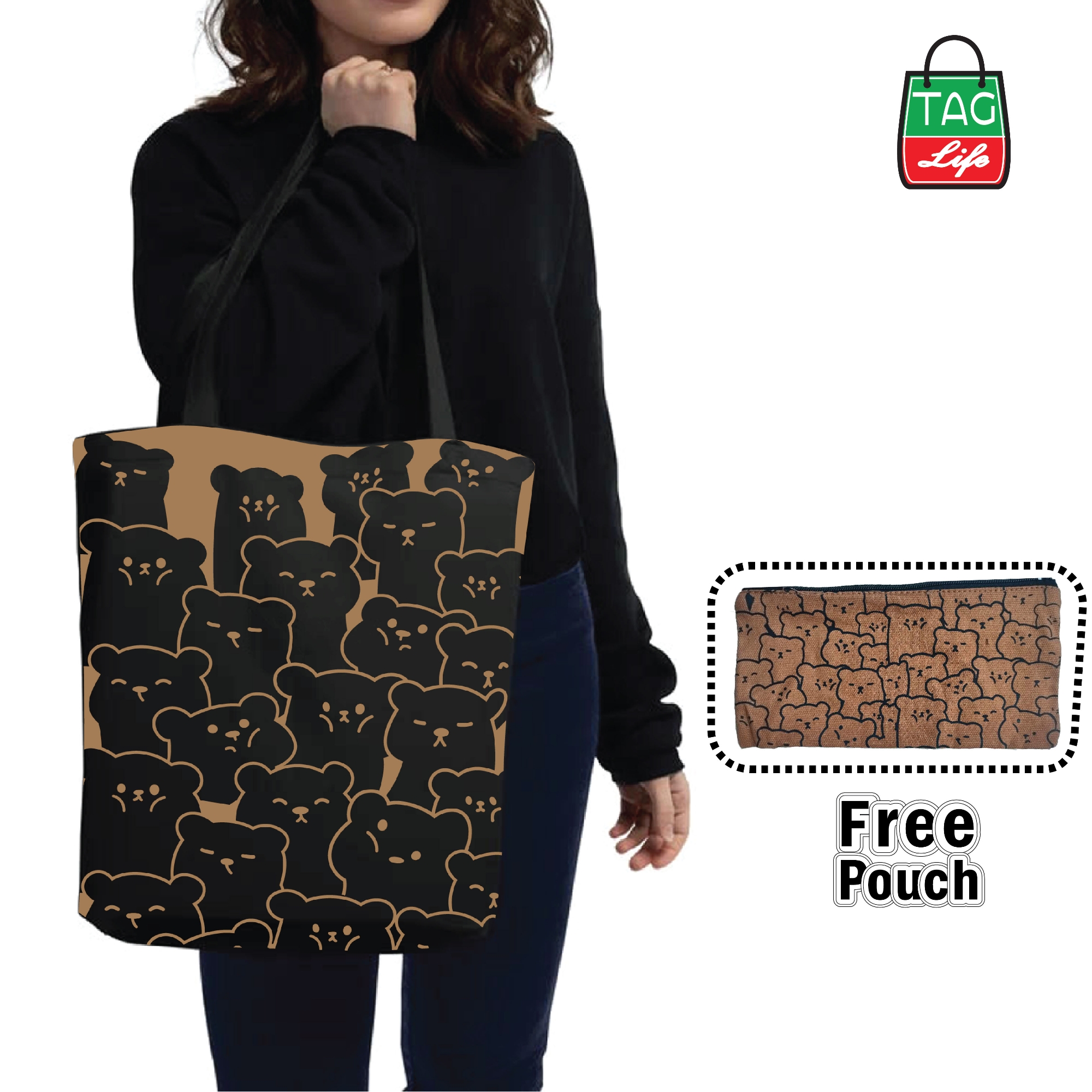 Picture of TAG Lifestyle Canvas Tote Bag, Stylish Canvas Bag, Hand and Shoulder Bag for University, College student With free Pouch Tote Bag for Women and Girls