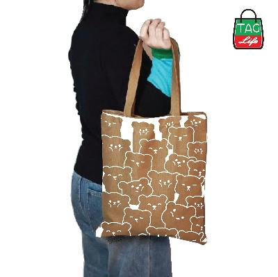 Picture of TAG Lifestyle bear design Canvas Tote Bag/Fashionable Tote Bag With Zipper Enclosure for girls For University/College/Trendy Fashionable Women