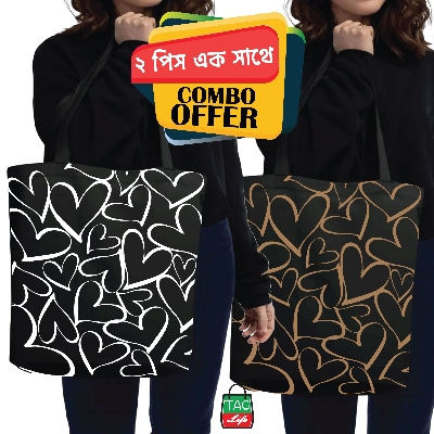 Picture of TAG Lifestyle love design Canvas Tote Bag/Fashionable Mixed Color Tote Bag With Zipper Enclosure for girls For University/College/Trendy Fashionable Women