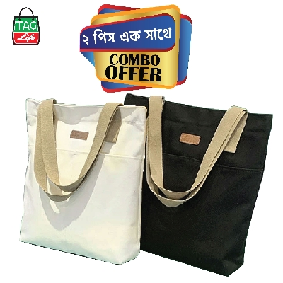 Picture of TAG Lifestyle Outside Pocket Canvas Tote Bag/Fashionable Tote Bag With Zipper Enclosure for girls For University/College/Trendy Fashionable Women