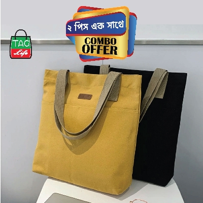 Picture of TAG Lifestyle Outside Pocket Canvas Tote Bag/Fashionable Tote Bag With Zipper Enclosure for girls For University/College/Trendy Fashionable Women