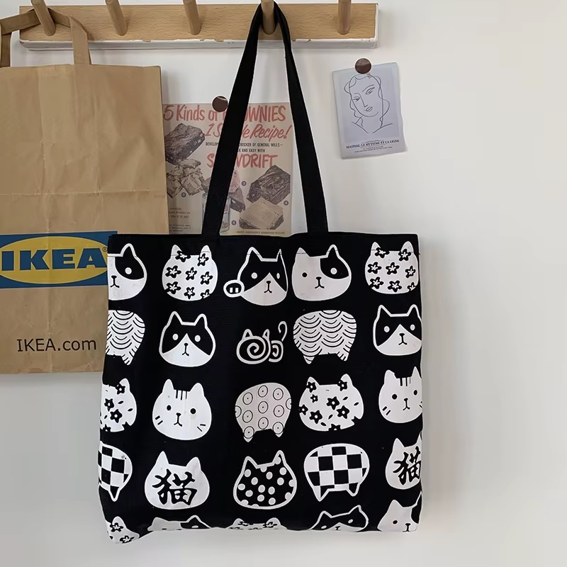 Picture of TAG Lifestyle Canvas Tote Bag/Fashionable Tote Bag Black Color With Zipper Enclosure for Girls For University/College/Trendy Fashionable Women