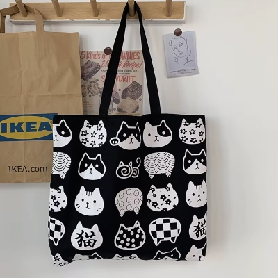 Picture of TAG Lifestyle Canvas Tote Bag/Fashionable Tote Bag Black Color With Zipper Enclosure for Girls For University/College/Trendy Fashionable Women