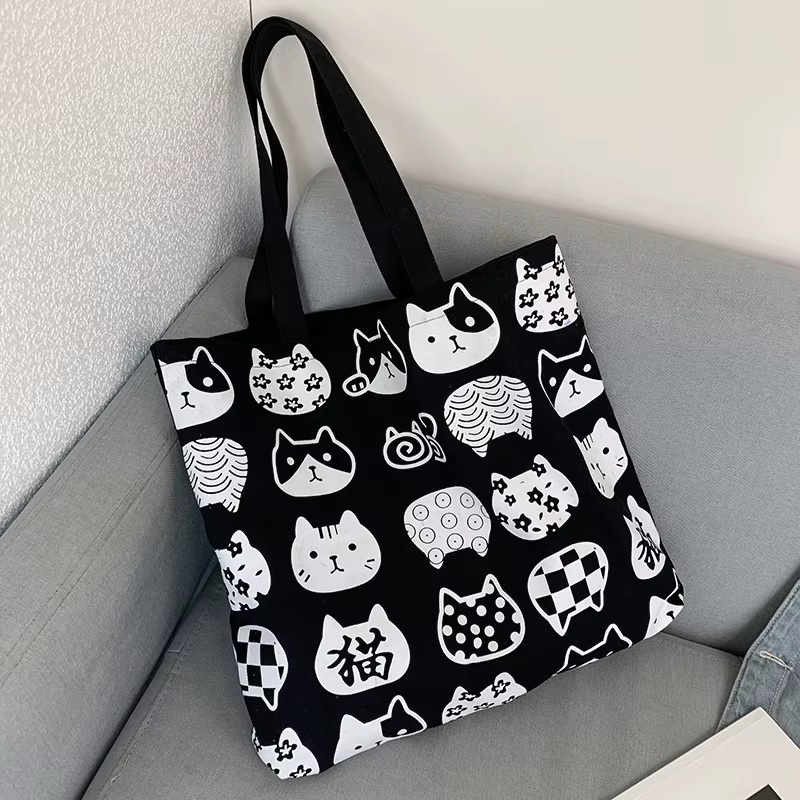 Picture of TAG Lifestyle Canvas Tote Bag/Fashionable Tote Bag Black Color With Zipper Enclosure for Girls For University/College/Trendy Fashionable Women