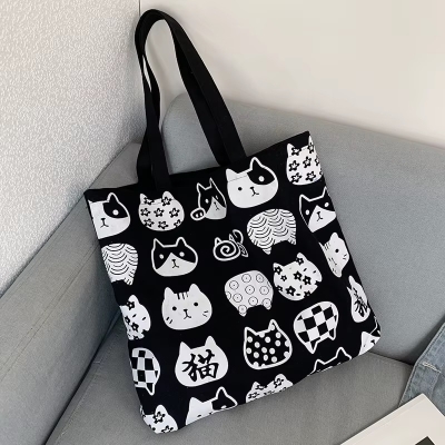 Picture of TAG Lifestyle Canvas Tote Bag/Fashionable Tote Bag Black Color With Zipper Enclosure for Girls For University/College/Trendy Fashionable Women